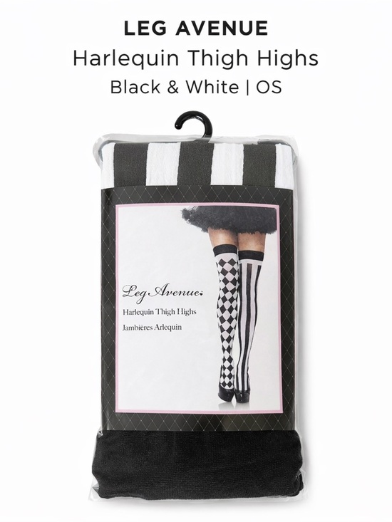 Leg Avenue Pants - Leg Avenue Black & White Harlequin Mix Thigh Highs